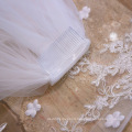 Bride Use Veil Appliqued Lace cathedral train wedding veil 4m long and 3m width cover face soft tulle bridal veil with comb